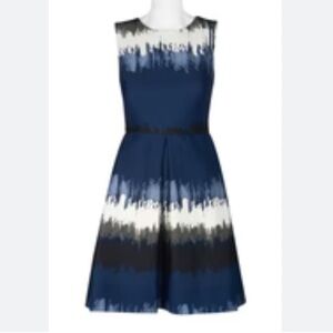 Just…Taylor Dark Blue and White Dress Knee Length Cut Size 6